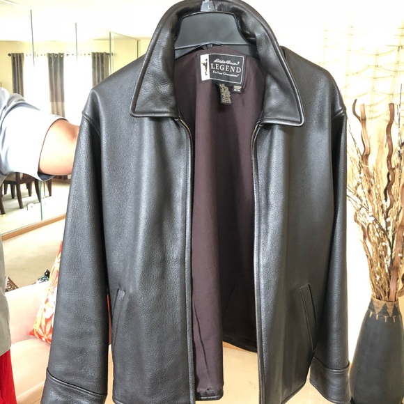 Brown Leather Bomber Jacket - Picture 7 of 8
